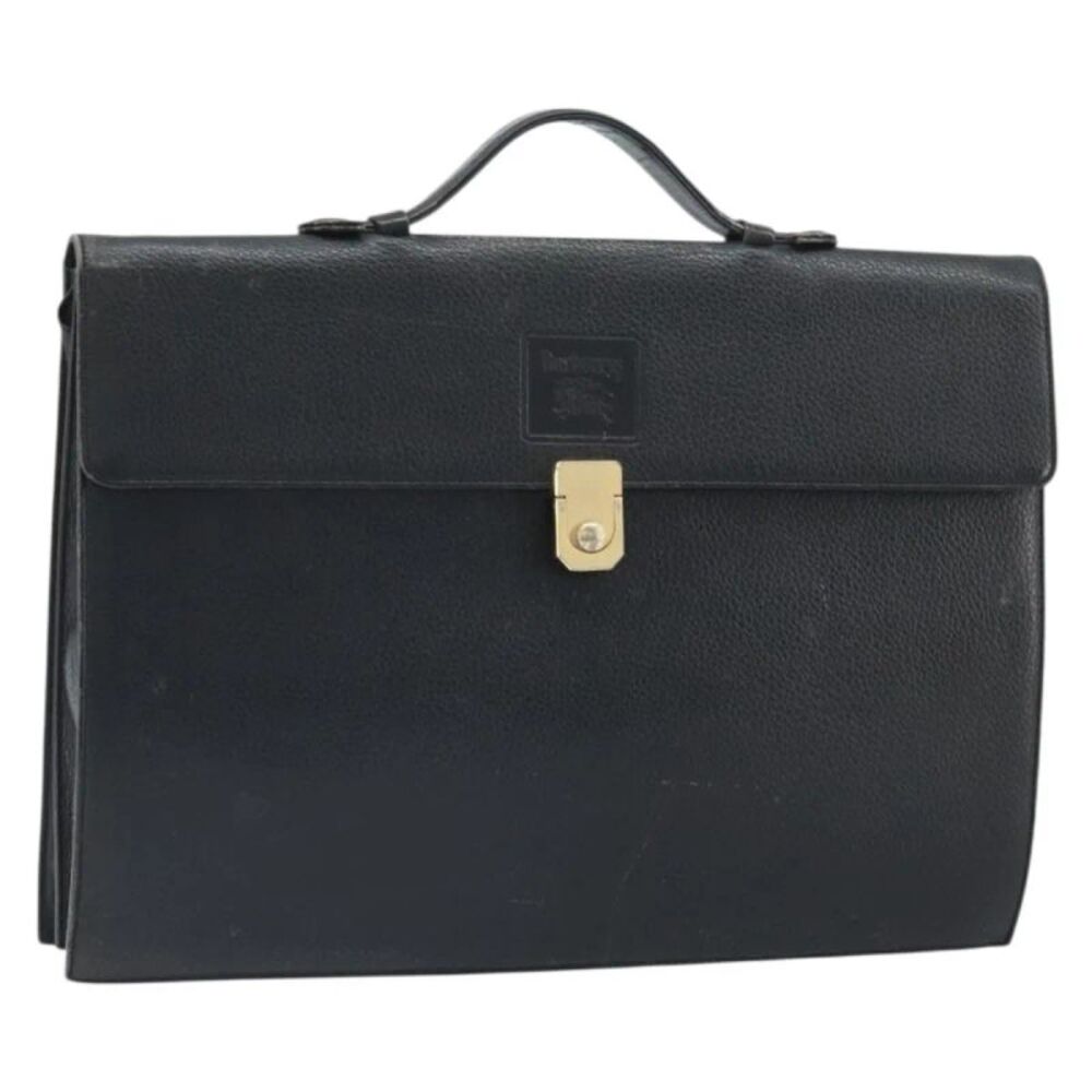 Burberry Vintage Leather Black Leather Briefcase Bag